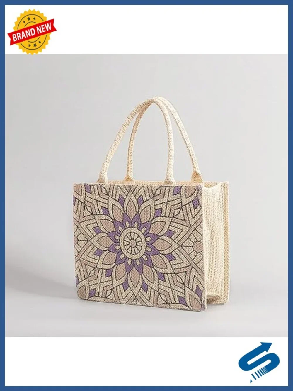 Bohemian Floral Canvas Tote Bag Large Capacity Shoulder Handbag for Women